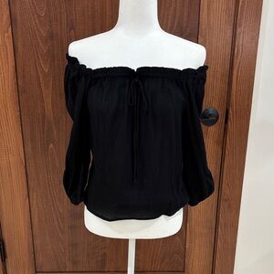 All in Favor Black Off-Shoulder Blouse